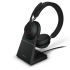 Jabra Evolve2 Black 65 UC Stereo Headset with Wireless charging stand